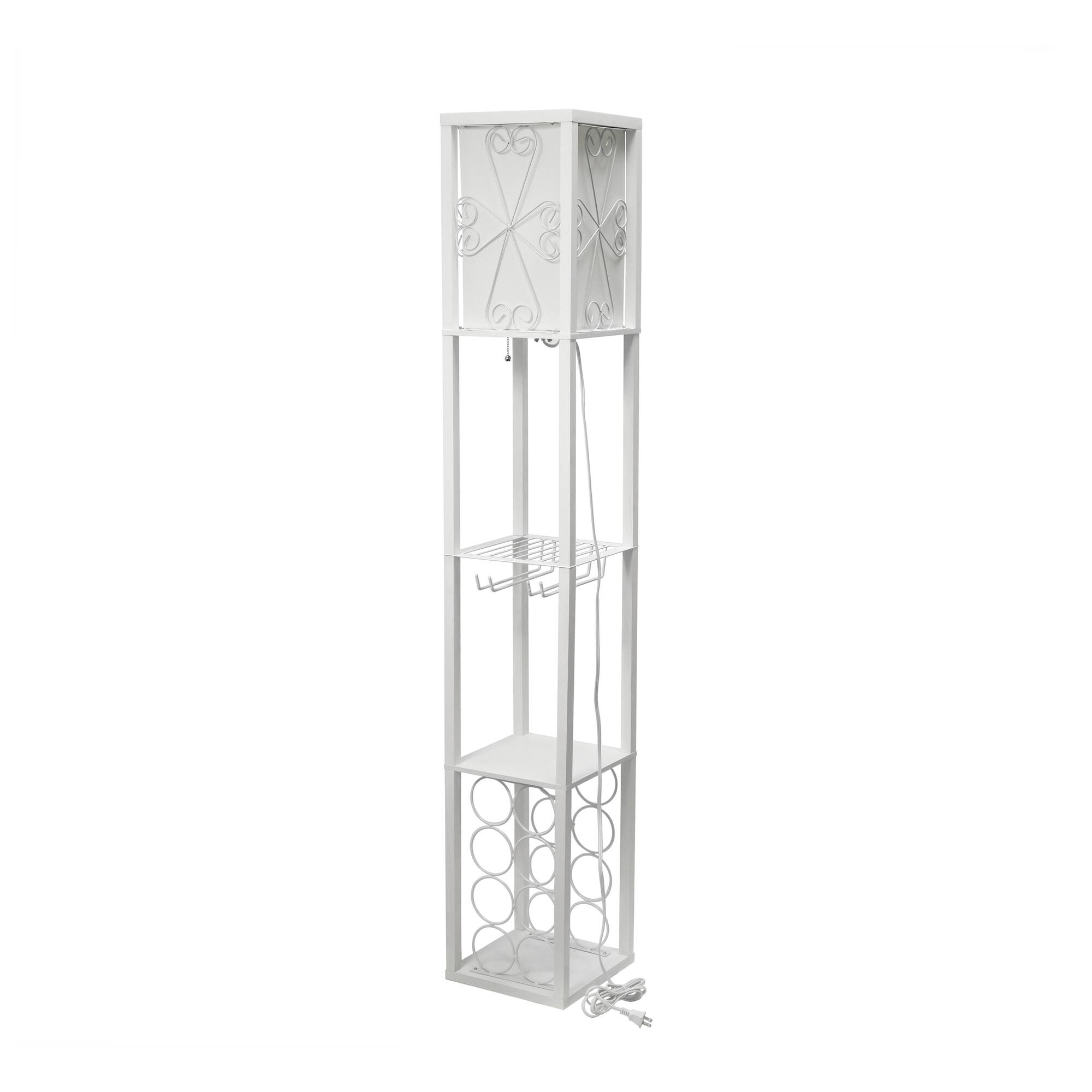Simple Designs™ Floor Lamp Storage Shelf and Wine Rack with Linen Shade
